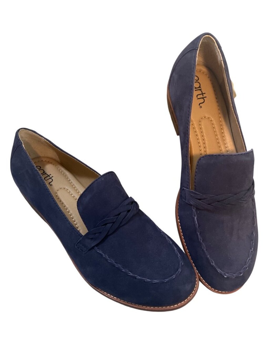 NEW women's Earth blue suede leather shoes loafers size 11W 11 wide